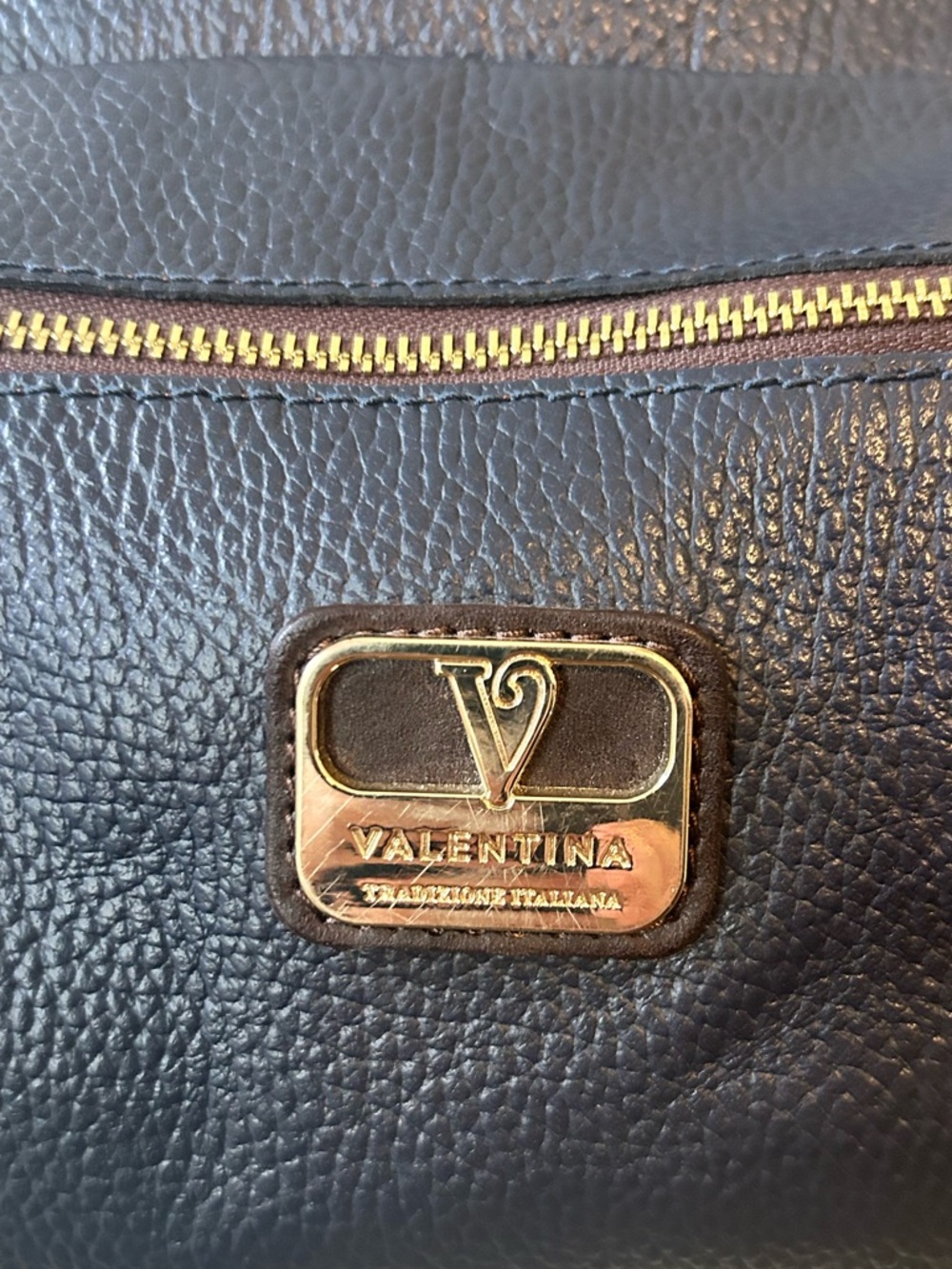 Valentina Genuine Leather Convertible Cross Body Purse Navy Blue Made In Italy - Picture 6 of 11